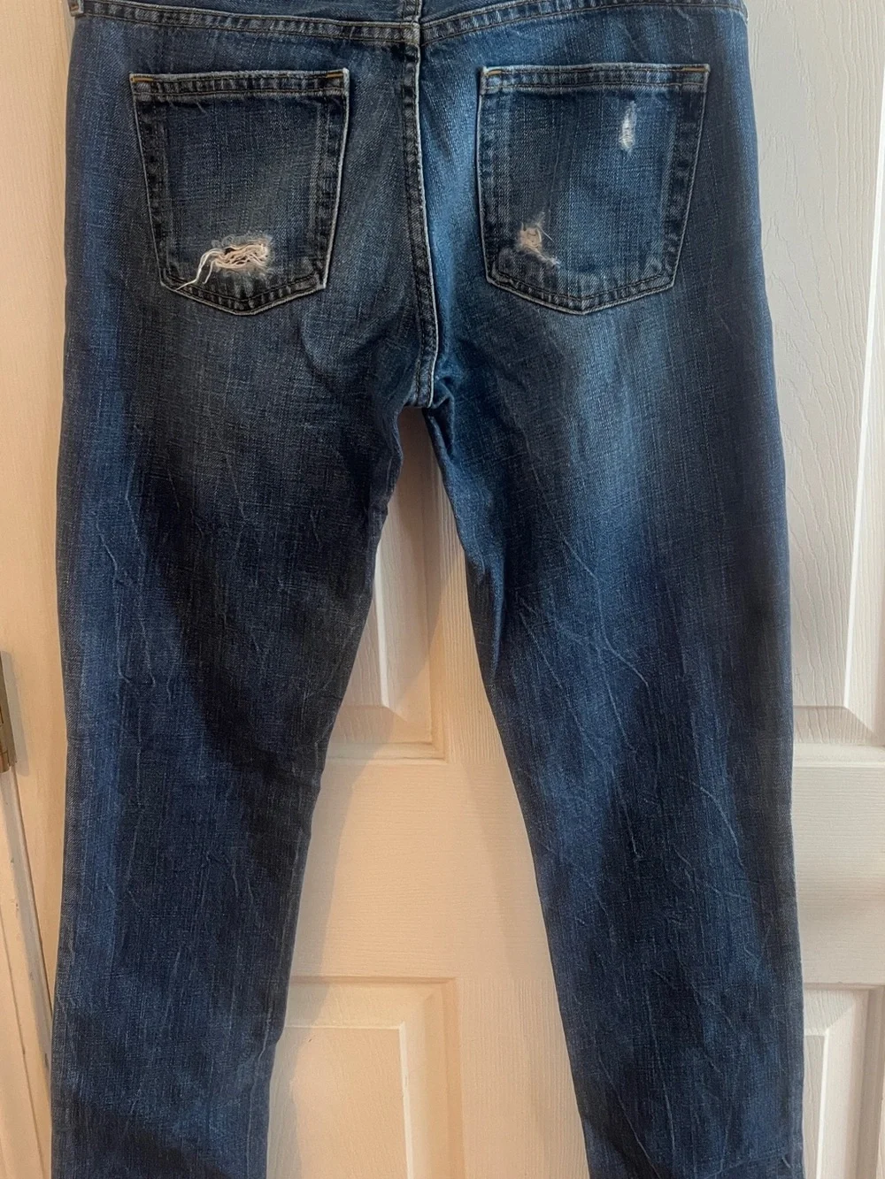 J. Crew Dark Blue Distressed Skinny Jeans